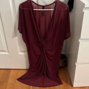 Elegant Burgundy Swim Coverup